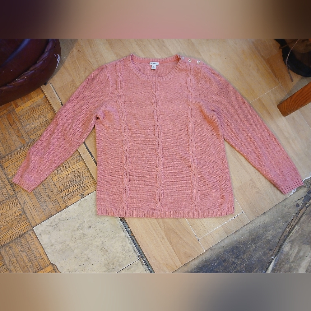 Women's LL Bean Salmon Pink Sweater Size Large Pre-owned
